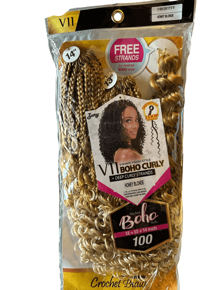 Zury V11 BOHO CURLY. V-shape Finish Style Deep Curly Strands, Crochet Braid 12'.13".14"