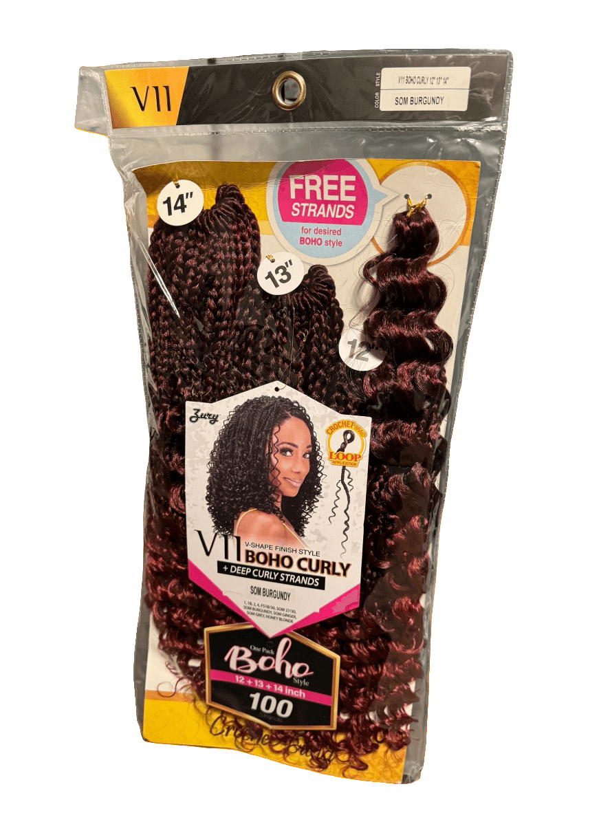 Zury V11 BOHO CURLY. V-shape Finish Style Deep Curly Strands, Crochet Braid 12'.13".14"