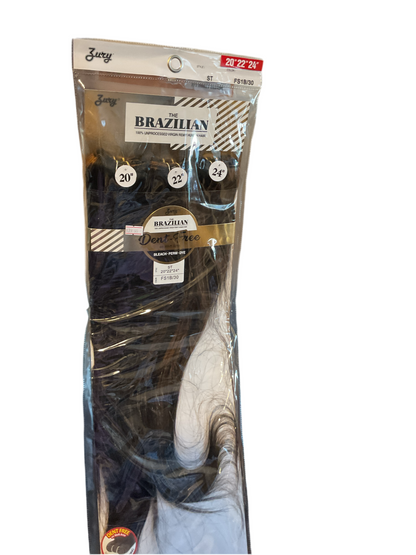 Zury Brazilian 10A Virgin Remy Human Hair Bundle, Dent-Free, suitable for bleach, perm, and dye, featuring 20, 22, and 24 inch lengths.