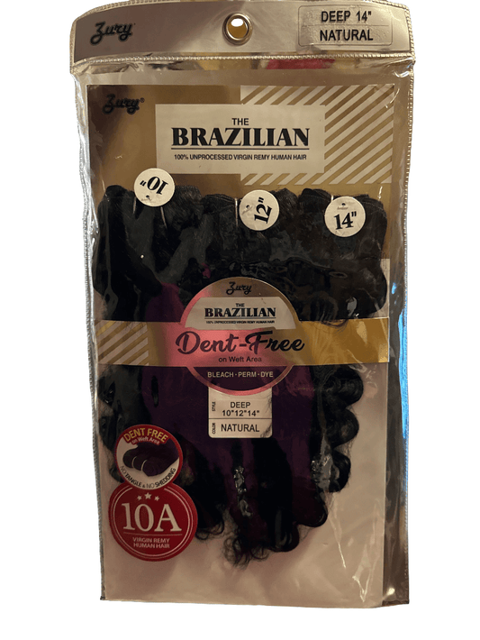 Zury The Brazilian 10% Unprocessed Virgin Remy Human Hair 10"-12"-14" Deep Wave