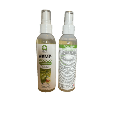 Leaf Legacy Organic Hemp Avocado Liquid Mouse, Hemp Avocado Mouse Styling Spray 6oz