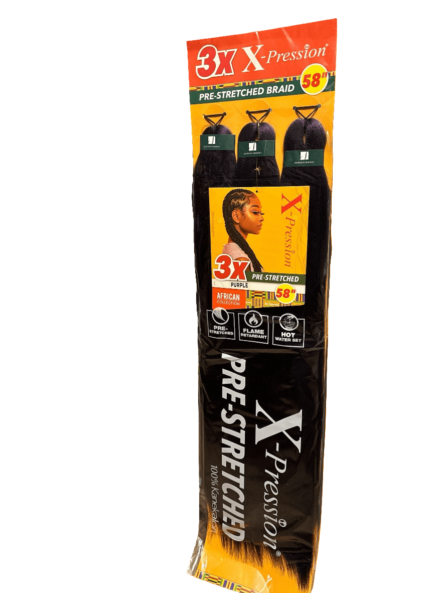 Sensationnel 3x x-Pression Pre-Stretched Braid, 100% Kanekalon Fiber X-pression 58'  Purple